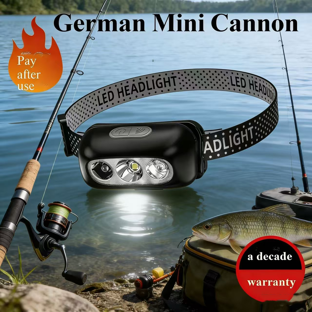 Headlamp Waterproof Rechargeable - Strong light sensing headlamp, rechargeable night