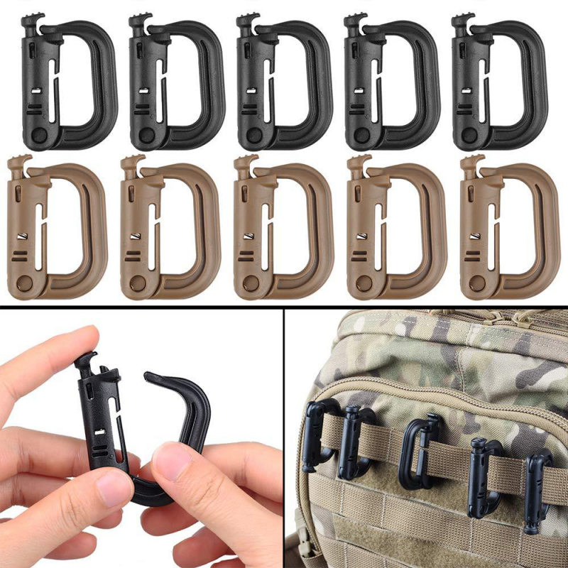 Carabiner Locking D - 5Pcs Plastic D-Ring Tactical Backpack Carabiner