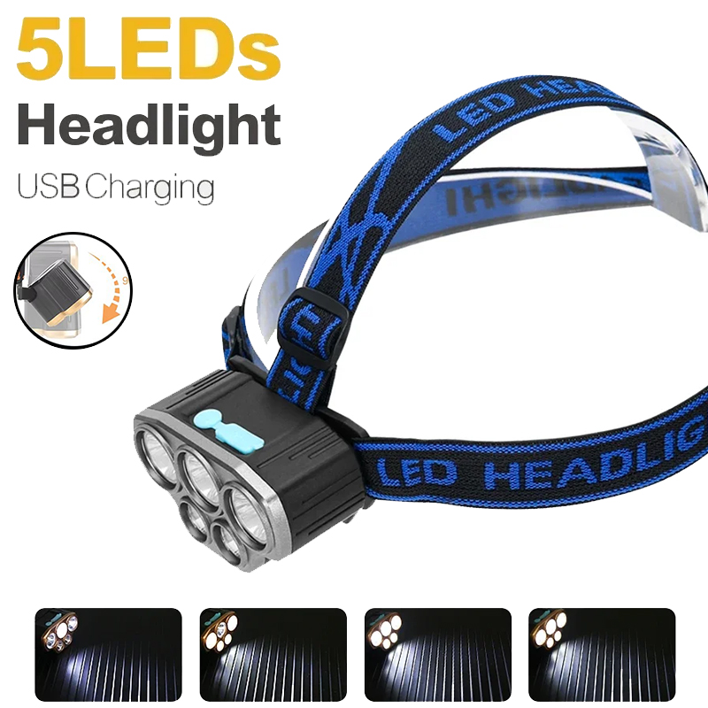 Rechargeable 5 LED Headlight U – обзор и цена Headlamp Waterproof Rechargeable