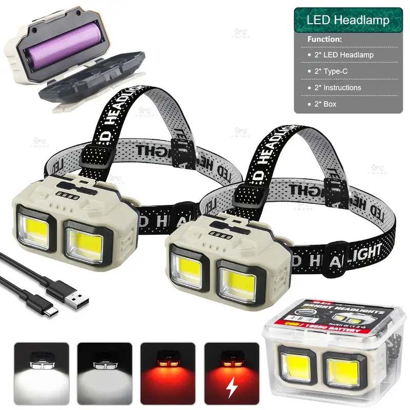 COB LED Headlamp Rechargeable  – обзор и цена Headlamp Waterproof Rechargeable