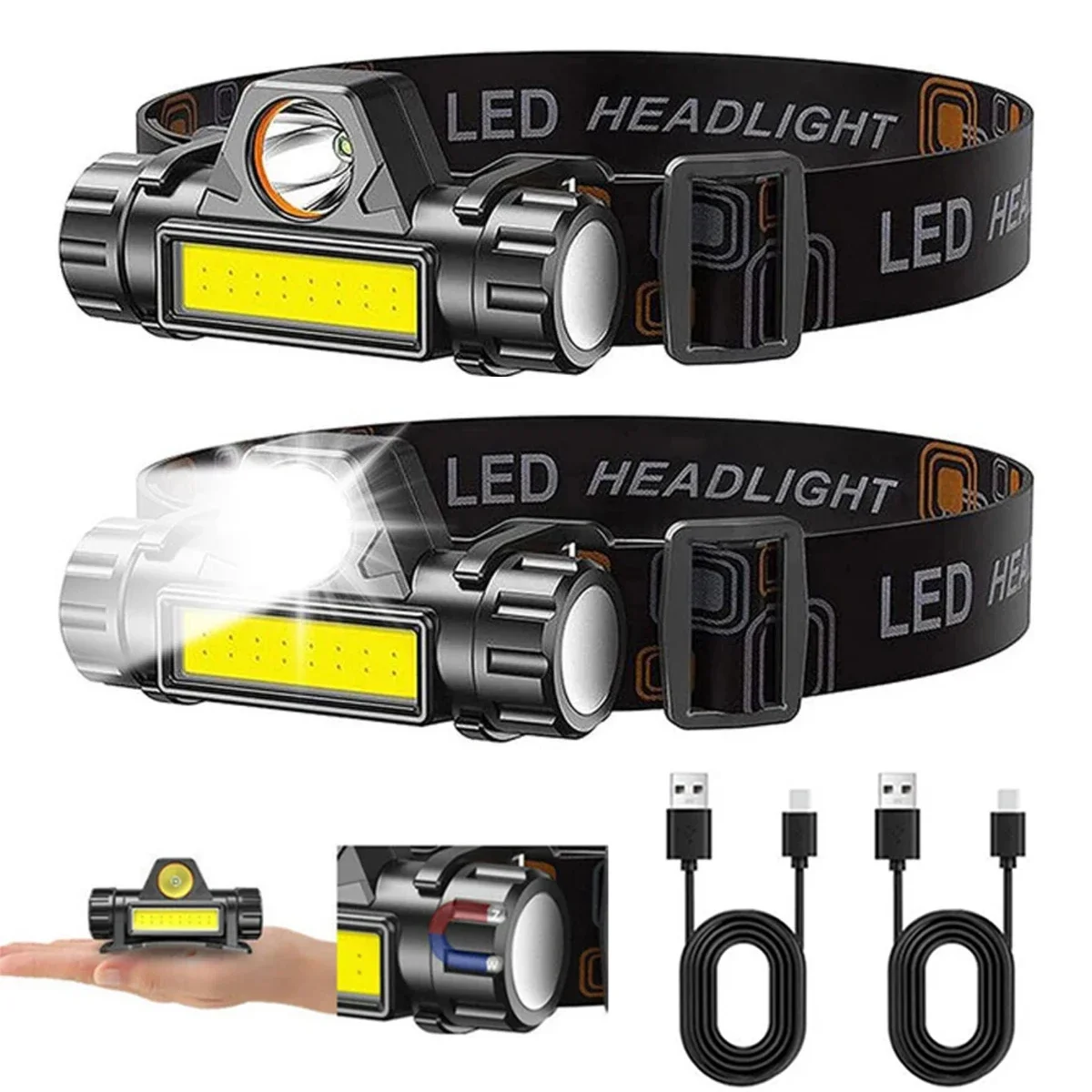1-3PCS Rechargeable COB LED He – обзор и цена Headlamp Waterproof Rechargeable