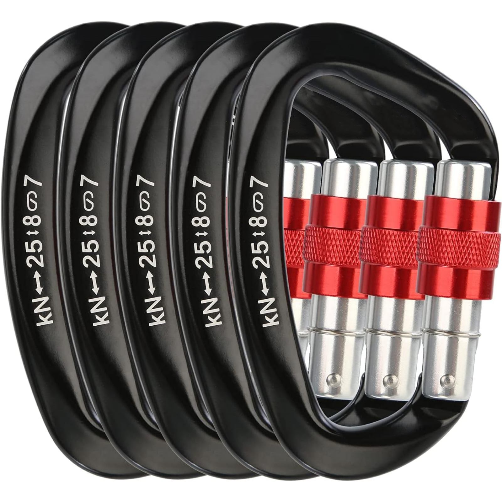 5Pcs/Set 25KN D-Shape Aluminum – обзор и цена Carabiner Locking D
