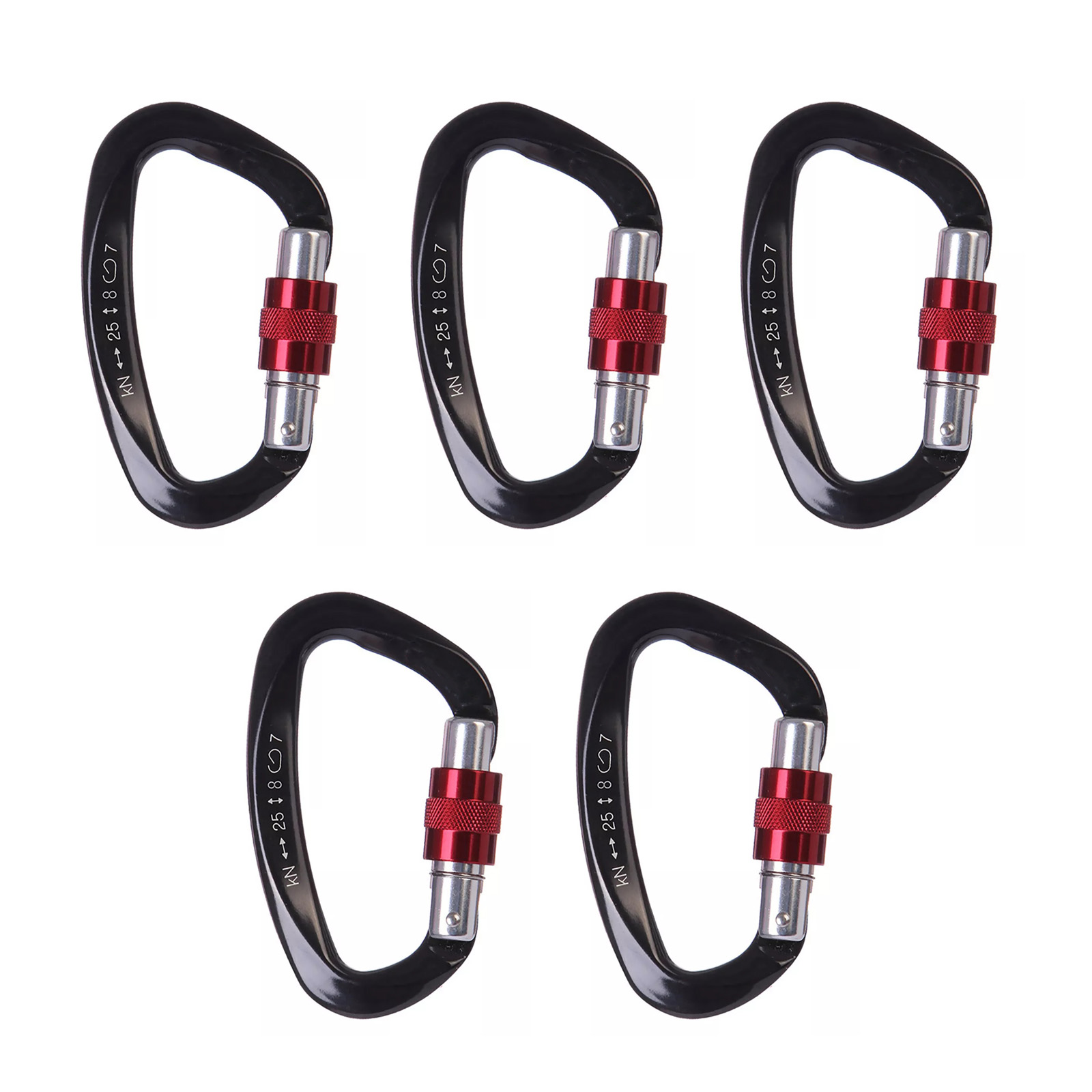 5Pcs/Set 25KN D-Shape Aluminum – обзор и цена Carabiner Locking D